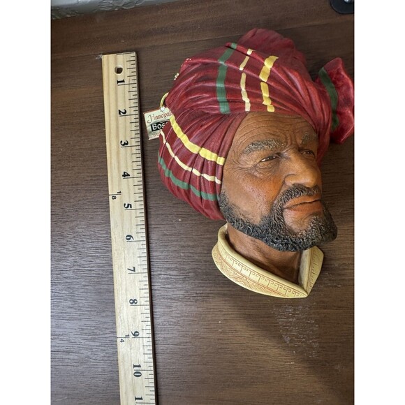 Vintage Bossons Chalkware Head - Red Turban New with Tag - Abdul Bust - Picture 3 of 6